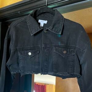 Forever 21 Black Cropped Jean Jacket